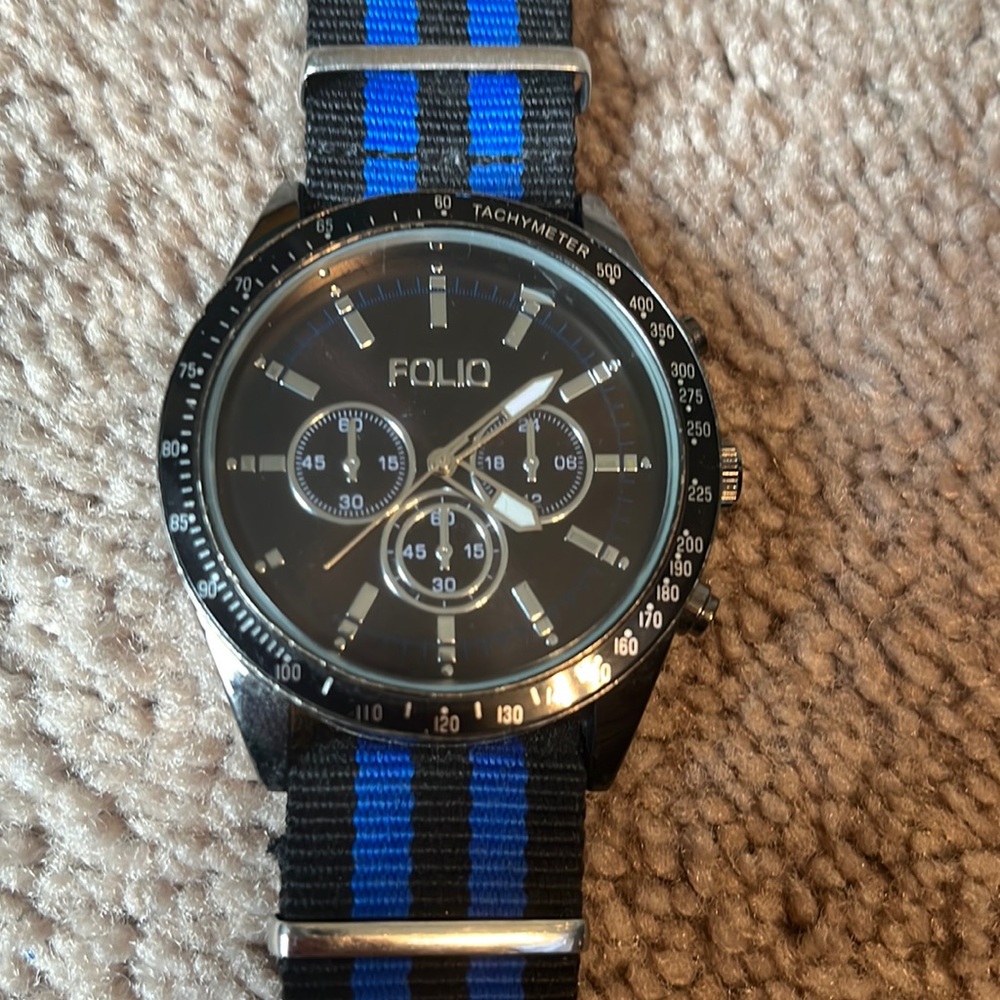 It’s a Folio watch that’s blue and black